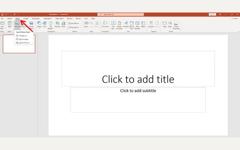 Nhập hình ảnh đã tải về vào Powerpoint
